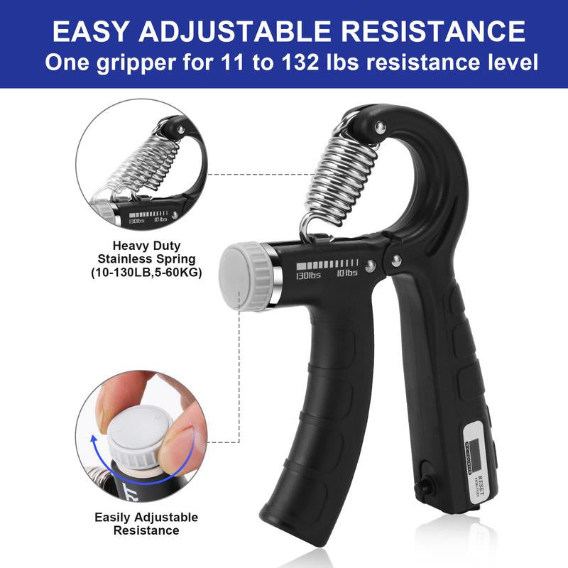 XPRT Adjustable Hand Strengthener with Counting Function Set of 2 Adjustable Hand Strengthener Hand Grip Strengthener Adjustable Resistance Forearm Exerciser，Grip Strength Trainer for Muscle Building and Injury Recovery for Athletes