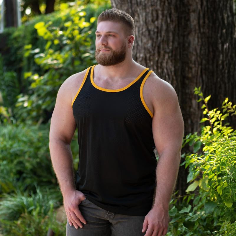 Gruff Pup Air Tank - Pick Woof, Daddy, Boy, Blank - Mesh Tank Top - Soft + Stretchy - Athletic Menswear - Colorful Classic - Casual Sexy Silky Gym