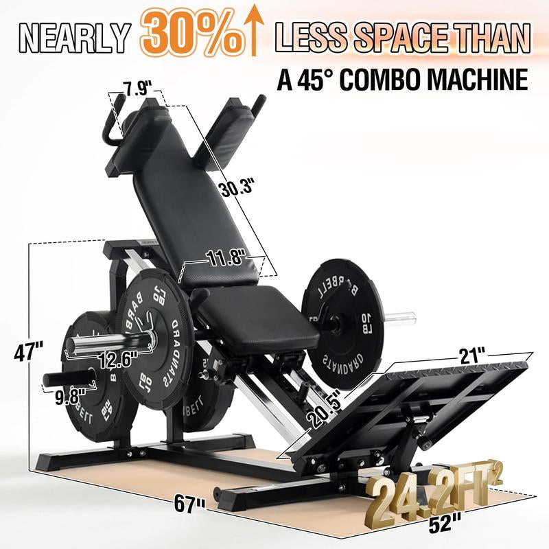 Mikolo Leg Press Hack Squat Machine, 30-Degree Compact Leg Press Machine for Home Gym, Hack Squat Machine with Removable Shoulder Pad, Lower Body Workout Equipment