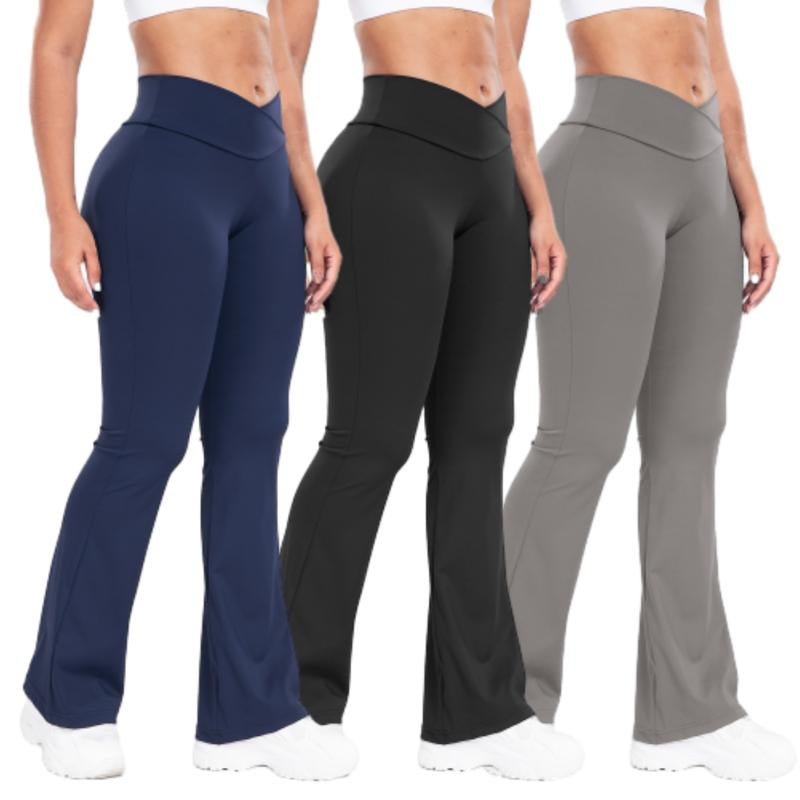 Women'S Solid Yoga Sports Flare Leg Leggings, Bootcut Pants for Fitness and Workout,Women'S Activewear Athleisure