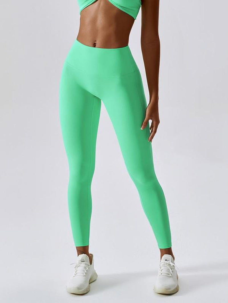 Women'S Solid High Waist Sports Leggings, High Stretch Yoga Leggings, Gym Clothes, Ladies Sportswear for Indoor Outdoor Wear, Tummy Control Tights