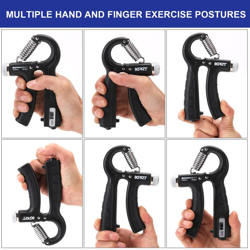 XPRT Adjustable Hand Strengthener with Counting Function Set of 2 Adjustable Hand Strengthener Hand Grip Strengthener Adjustable Resistance Forearm Exerciser，Grip Strength Trainer for Muscle Building and Injury Recovery for Athletes
