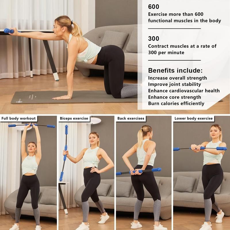 HOTWAVE Fitness Bar for Workout Elastic Exercise Bar, Vibration Weight Stick,Body Physical Therapy,Core Strength Training,Arm Shoulder Stretch at Home Gym.