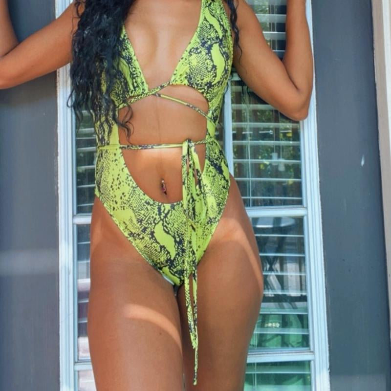 Tie Me up Green/ Black Swimsuit