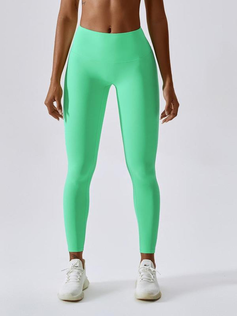 Women'S Solid High Waist Sports Leggings, High Stretch Yoga Leggings, Gym Clothes, Ladies Sportswear for Indoor Outdoor Wear, Tummy Control Tights