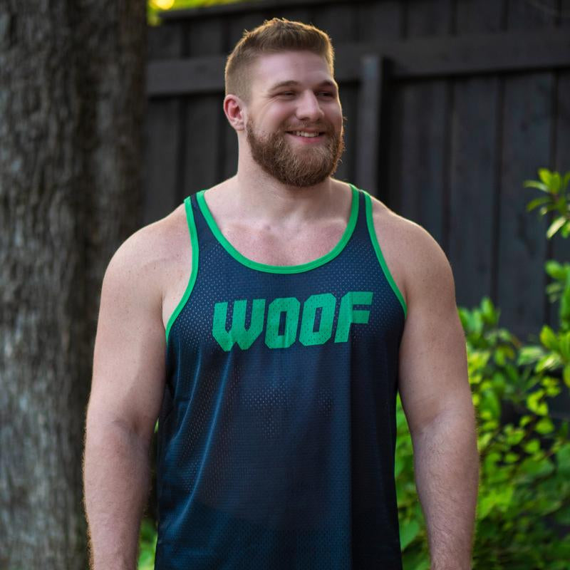 Gruff Pup Air Tank - Pick Woof, Daddy, Boy, Blank - Mesh Tank Top - Soft + Stretchy - Athletic Menswear - Colorful Classic - Casual Sexy Silky Gym