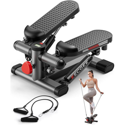 Foot Pedals Stair Stepper for Exercise, Mini Steppers with Resistance Band, Hydraulic Fitness Stepper Exercise Home Workout Equipment for Full Body Workout, 220Lbs Convenient Height Adjustment Track Your Progress Smart Lcd Display Silent Shock Absorbers