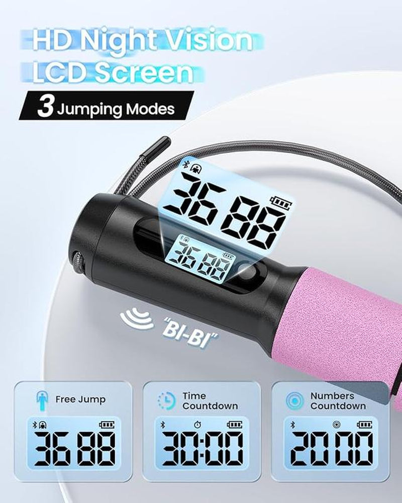 Smart Jump Rope, Fitness Skipping Rope with APP Data Analysis, Workout Jump Ropes for Home Gym, Crossfit, Jumping Rope Counter for Exercise for Men, Women