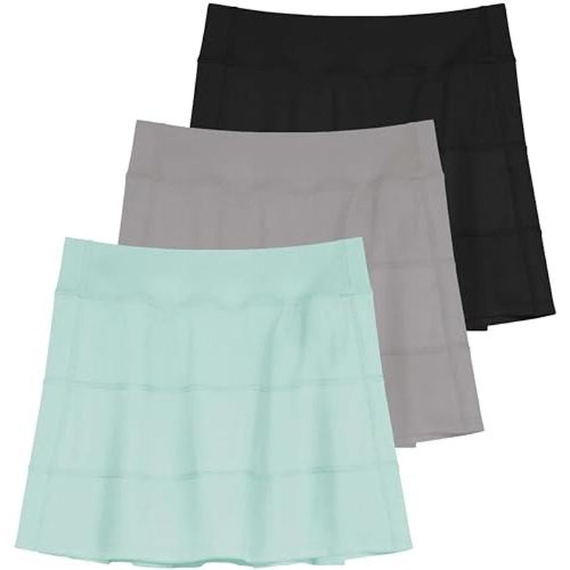 Real Essentials 3 Pack:Women'S 14" Pleated Tennis Skorts Golf Skirt High Waisted Athletic Running Casual Shorts with Pockets