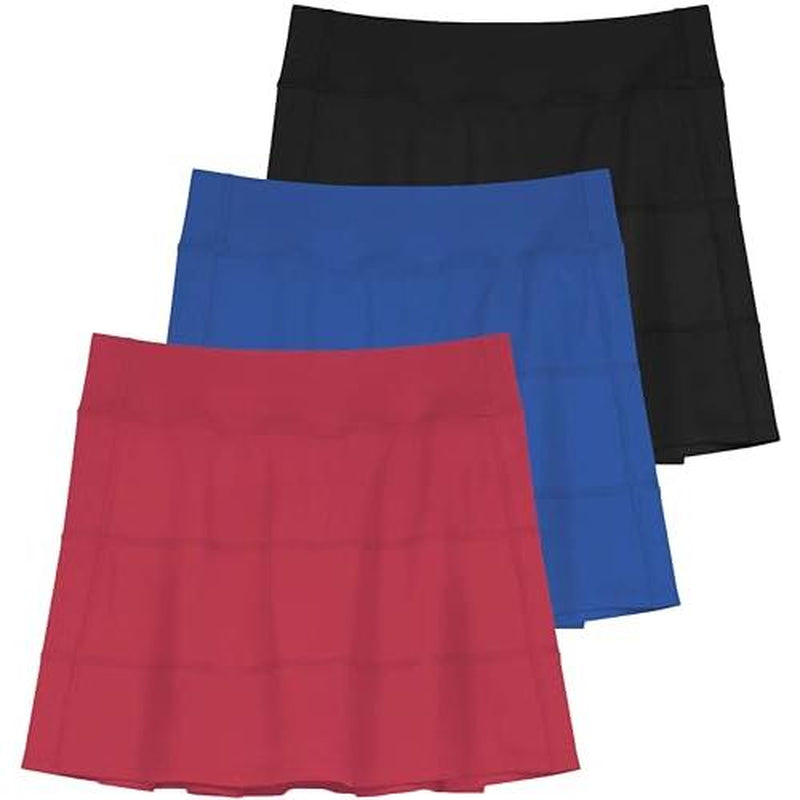 Real Essentials 3 Pack:Women'S 14" Pleated Tennis Skorts Golf Skirt High Waisted Athletic Running Casual Shorts with Pockets