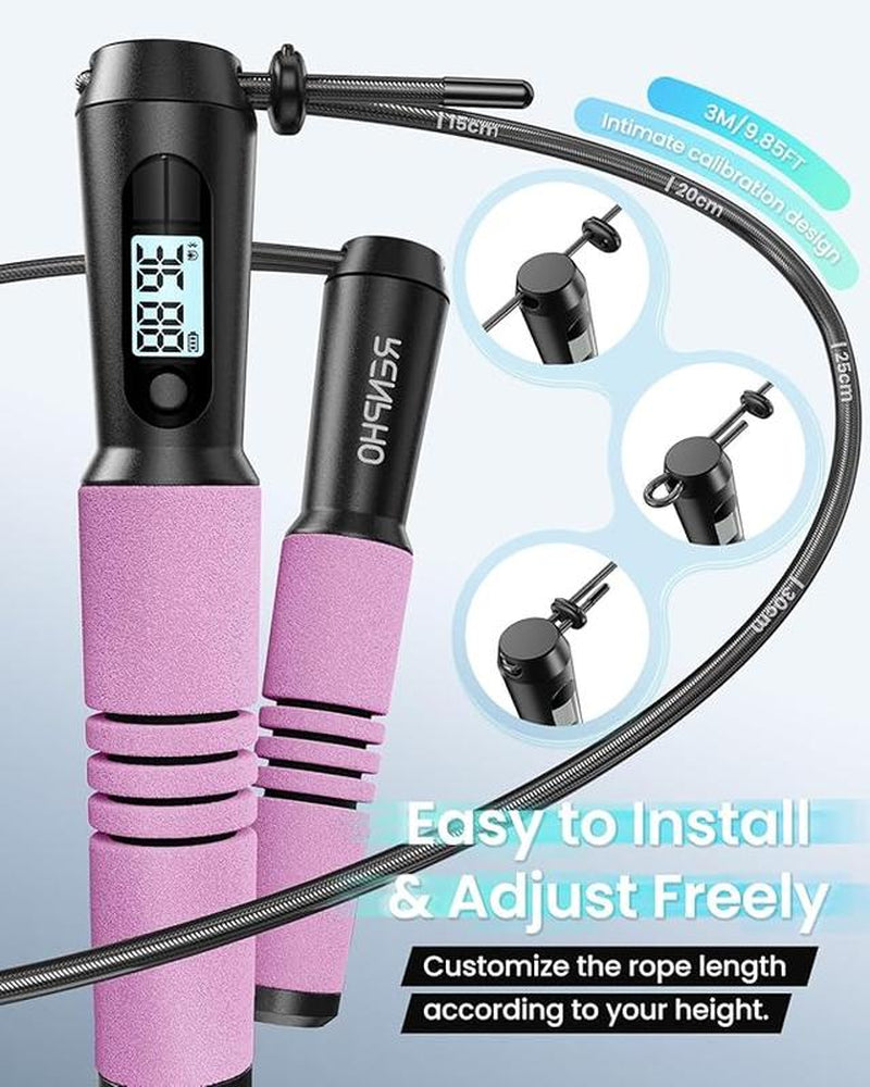 Smart Jump Rope, Fitness Skipping Rope with APP Data Analysis, Workout Jump Ropes for Home Gym, Crossfit, Jumping Rope Counter for Exercise for Men, Women