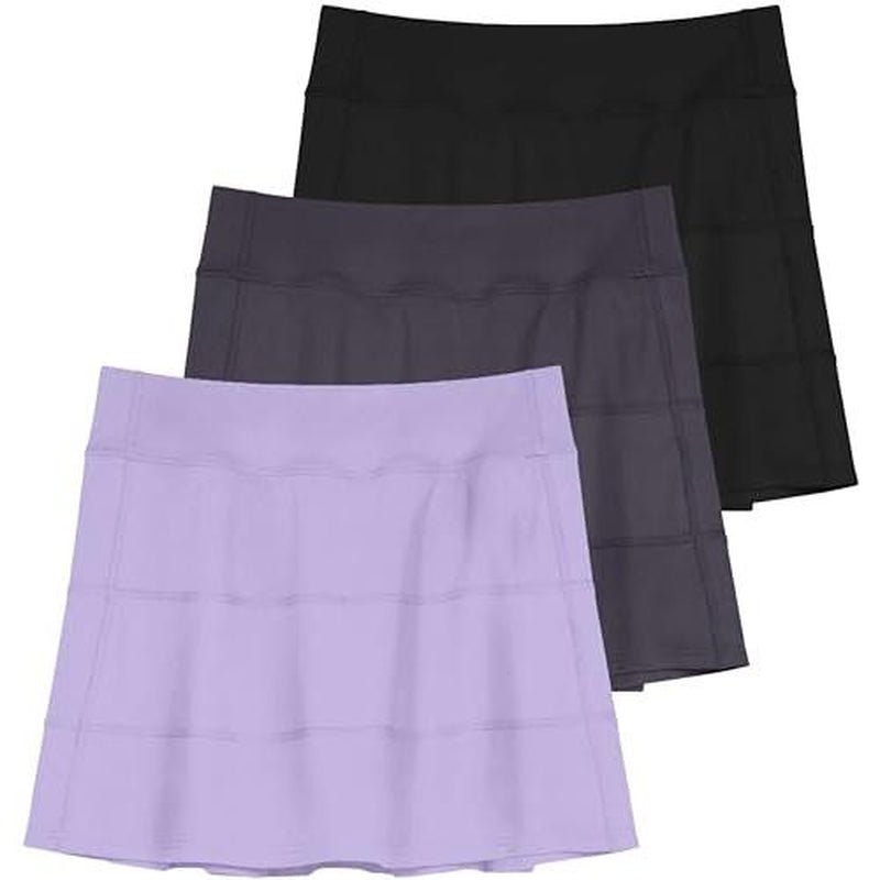 Real Essentials 3 Pack:Women'S 14" Pleated Tennis Skorts Golf Skirt High Waisted Athletic Running Casual Shorts with Pockets