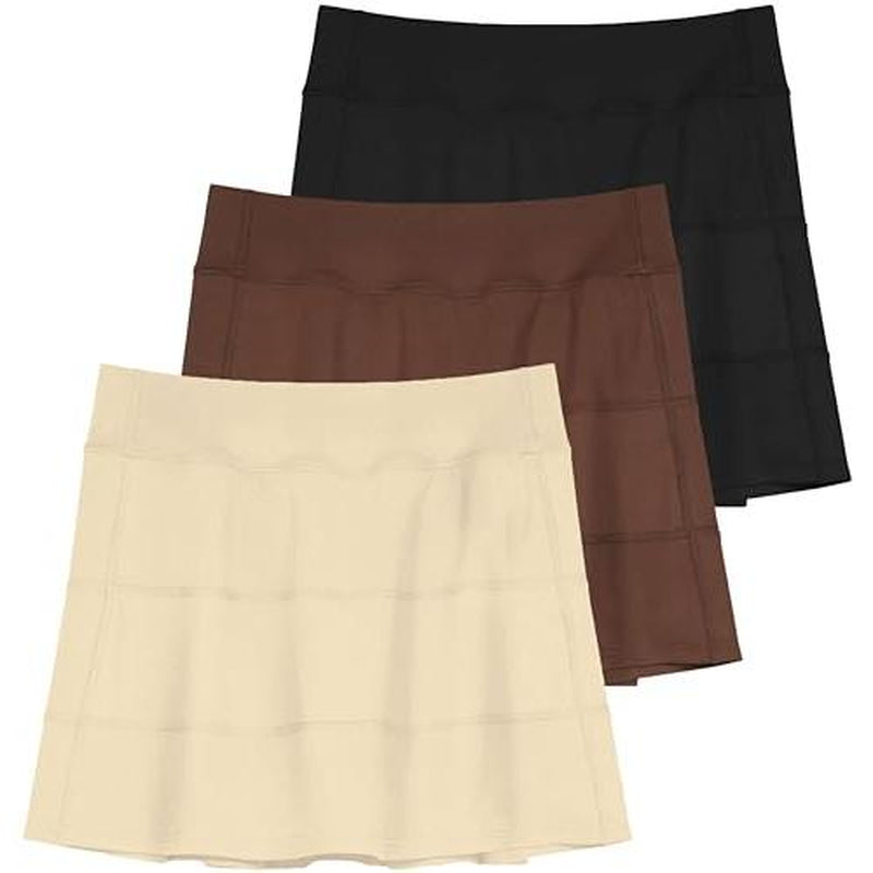 Real Essentials 3 Pack:Women'S 14" Pleated Tennis Skorts Golf Skirt High Waisted Athletic Running Casual Shorts with Pockets