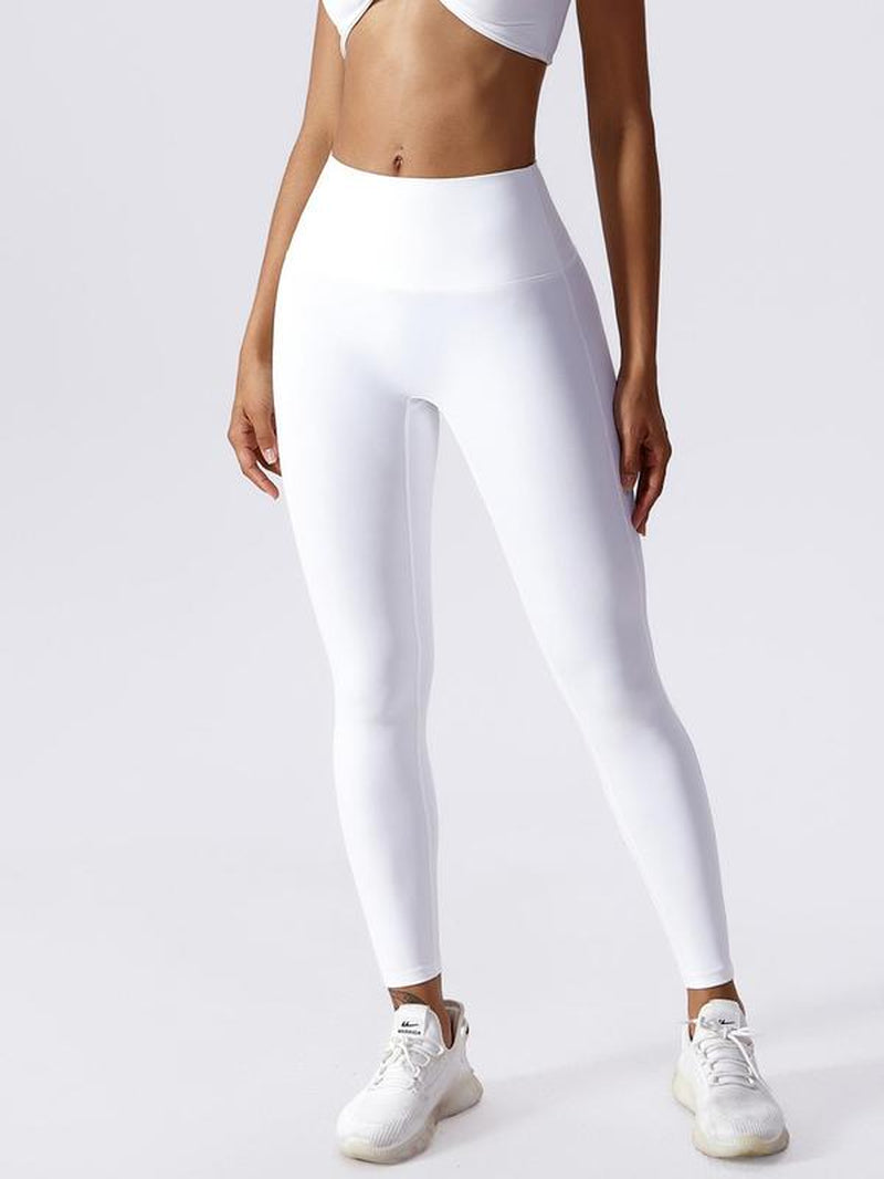 Women'S Solid High Waist Sports Leggings, High Stretch Yoga Leggings, Gym Clothes, Ladies Sportswear for Indoor Outdoor Wear, Tummy Control Tights
